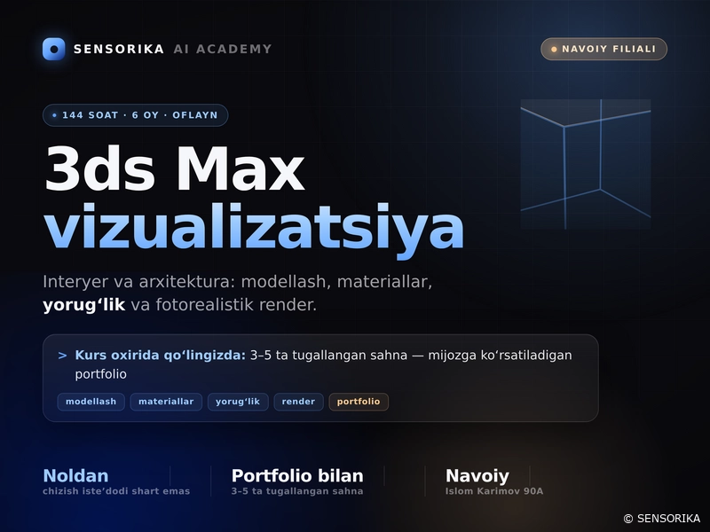 O'zbek tilida 3dsmax Grafik dizaynni o'rganish kurslari