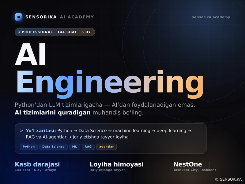 AI Engineering kursi oflayn Toshkentda