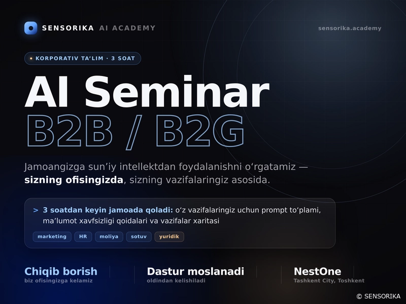 Tashkilotga AI o'tish uchun seminar va trening qilish