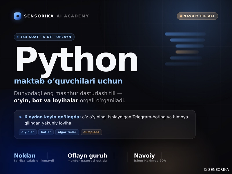 Python va Ai kurslariga qatnash
